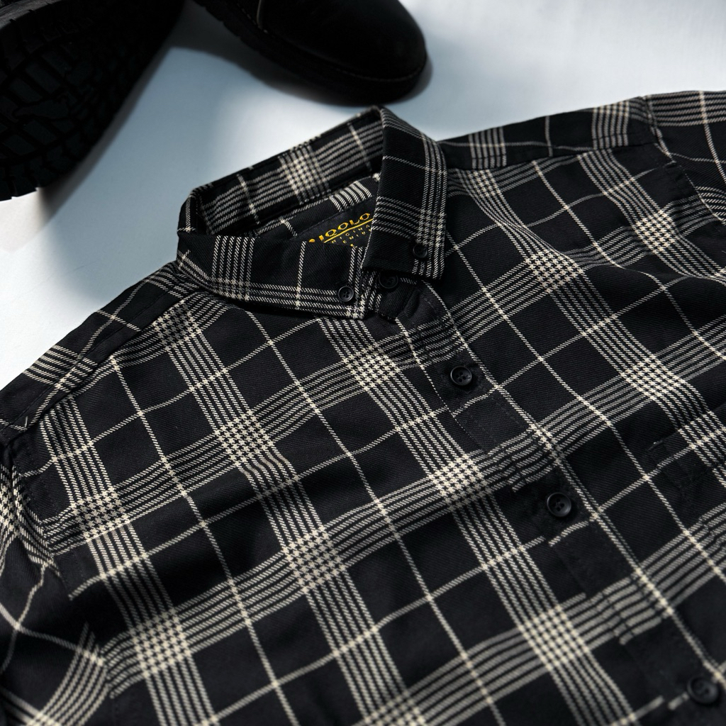 Kemeja flanel semi wool premium lengan panjang unisex kemeja pria dan wanita motif kotak 57