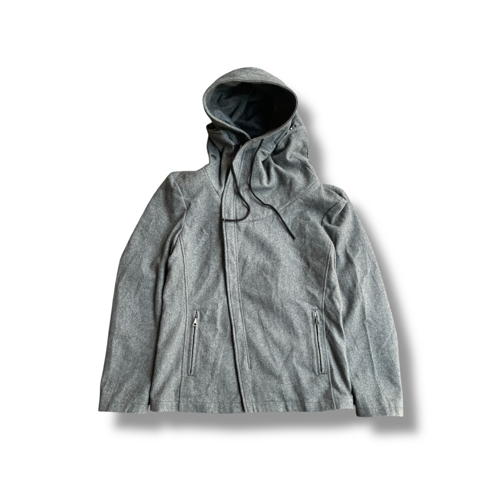 Katharine Hamnett Wool Asimetrical Hidden Hood Zip Hoodie