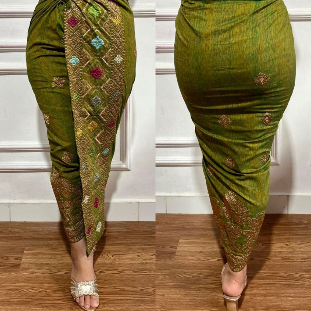 KAIN ENDEK Tenun Lasem Bordir // kamen endek tenun lasem pucuk emas tanpa Selendang