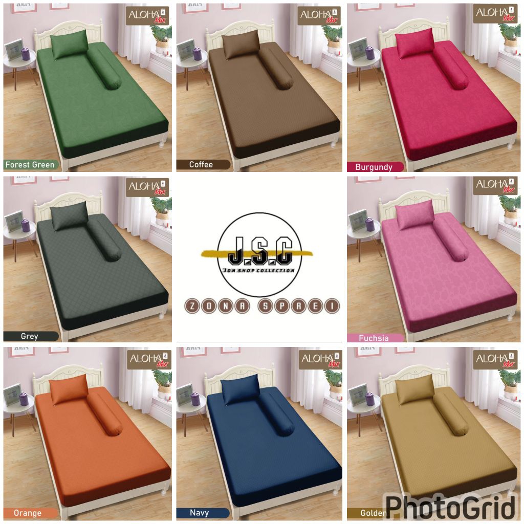 Sprei aloha polos ukuran 90x200/100x200 tinggi 20cm/ sprei polos embos/ sprei single
