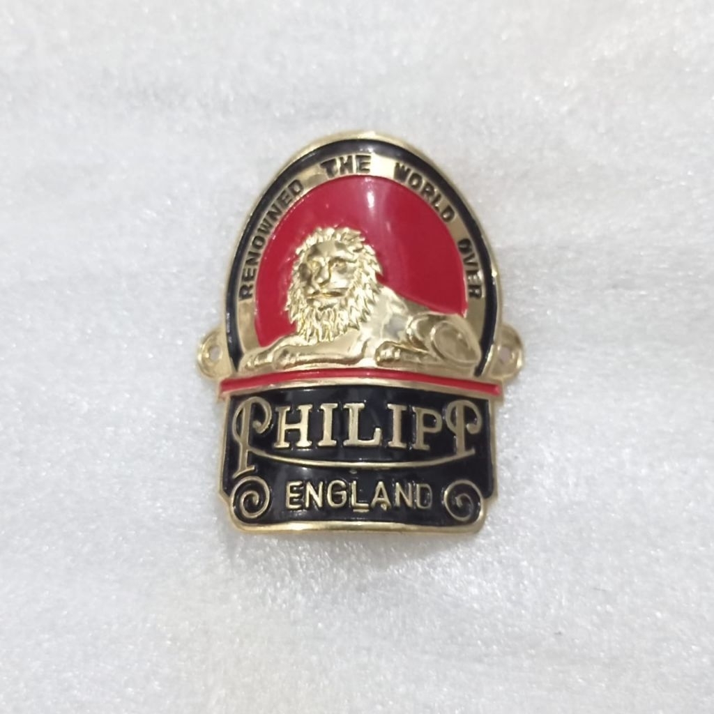 Emblem Plat Merk Sepeda Onthel Ontel Phillip jadul Warna Merah