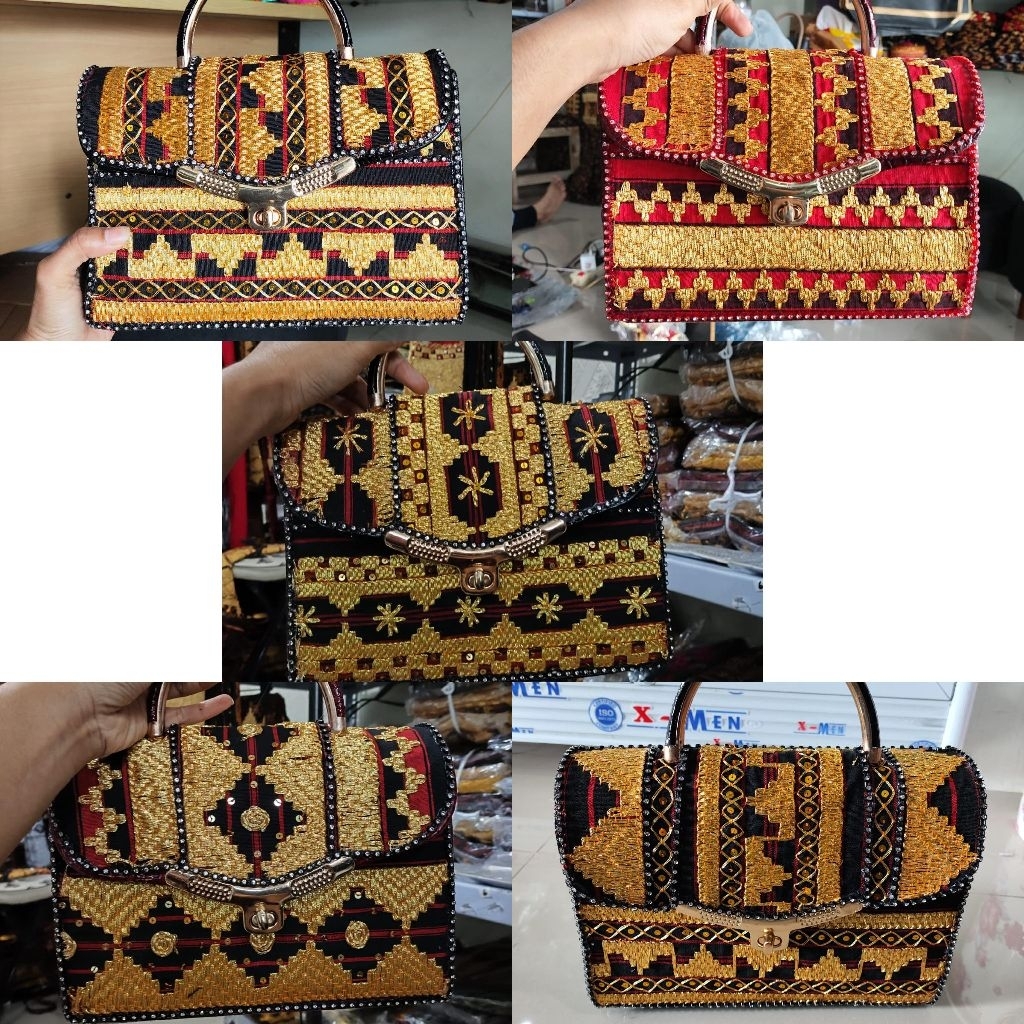 Tas pesta model inces tapis lampung sulaman tangan asli
