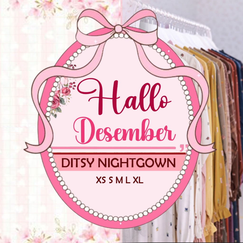 1. Ditsy Nightgown Desember SMLXL Gamis akhwat muslimah dress terbaru