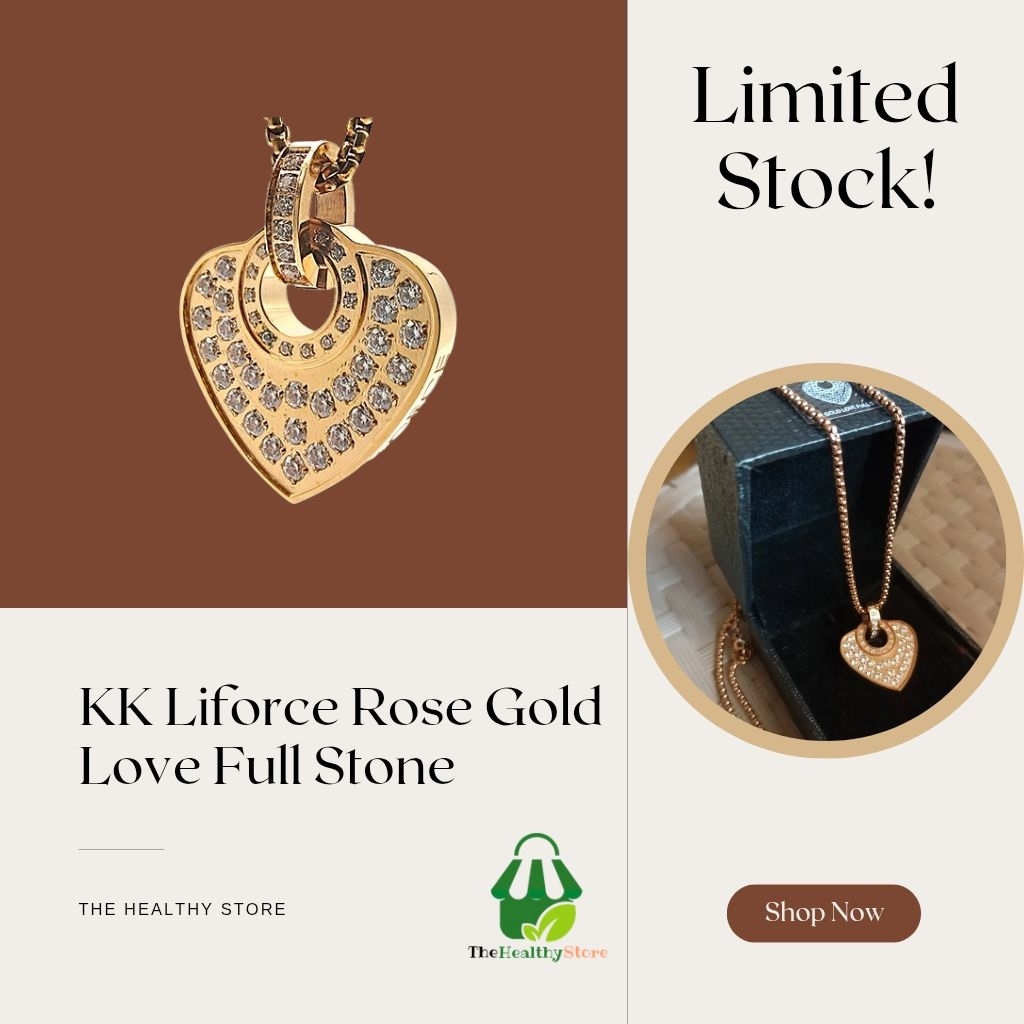 KK Liforce Rose Gold Love Full Stone – Kalung Kesehatan Crystal Energi Skalar Asli USA | Elegan, Ant