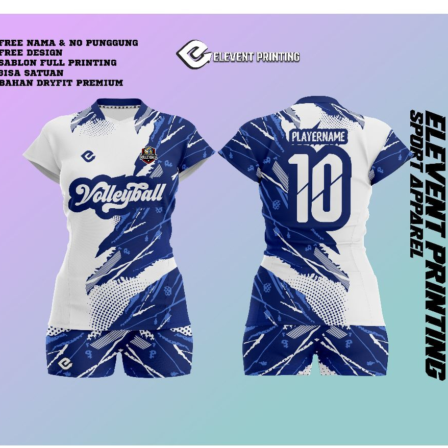 JERSEY VOLLY PUTRI PREMIUM QUALITY GRATIS NAMA, NOMOR PUNGGUNG, DAN LOGO TIM. FULL PRINTING