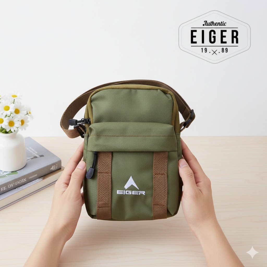 Tas Pria Selempang Eiger56 Warna Hijau Army Terlaris Bahan Premium Terbaru Sporty Kekinian