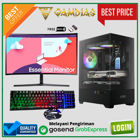 PC Gaming Fullset INTEL i7 3770 ( RX 580 8GB DDR5 ) lengkap LED 24 inc Keyboard Mouse GAMING