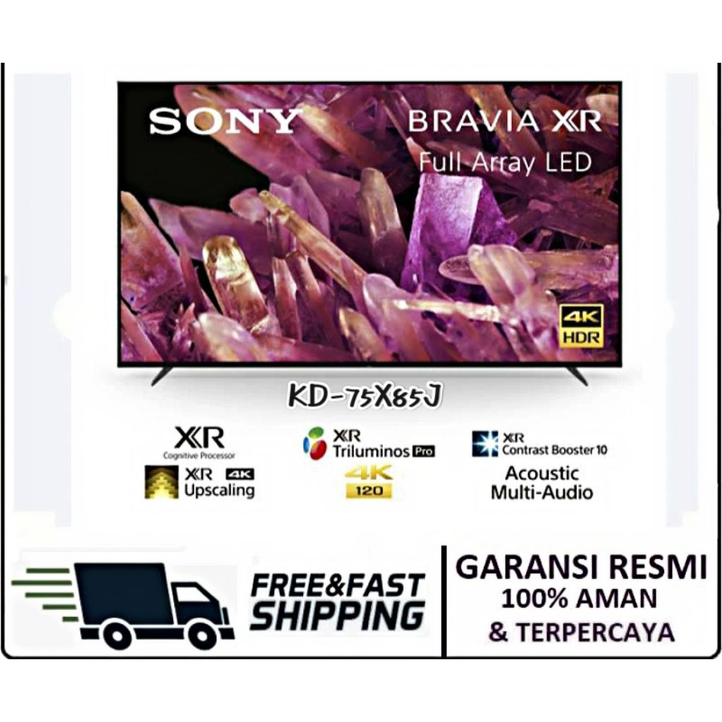 TV SONY BRAVIA 75 INCH GOOGLE TV 4K FULL ARAY SONY KD-75X85J 4K FREE ONGKIR PACKING KAYU ASURANSI