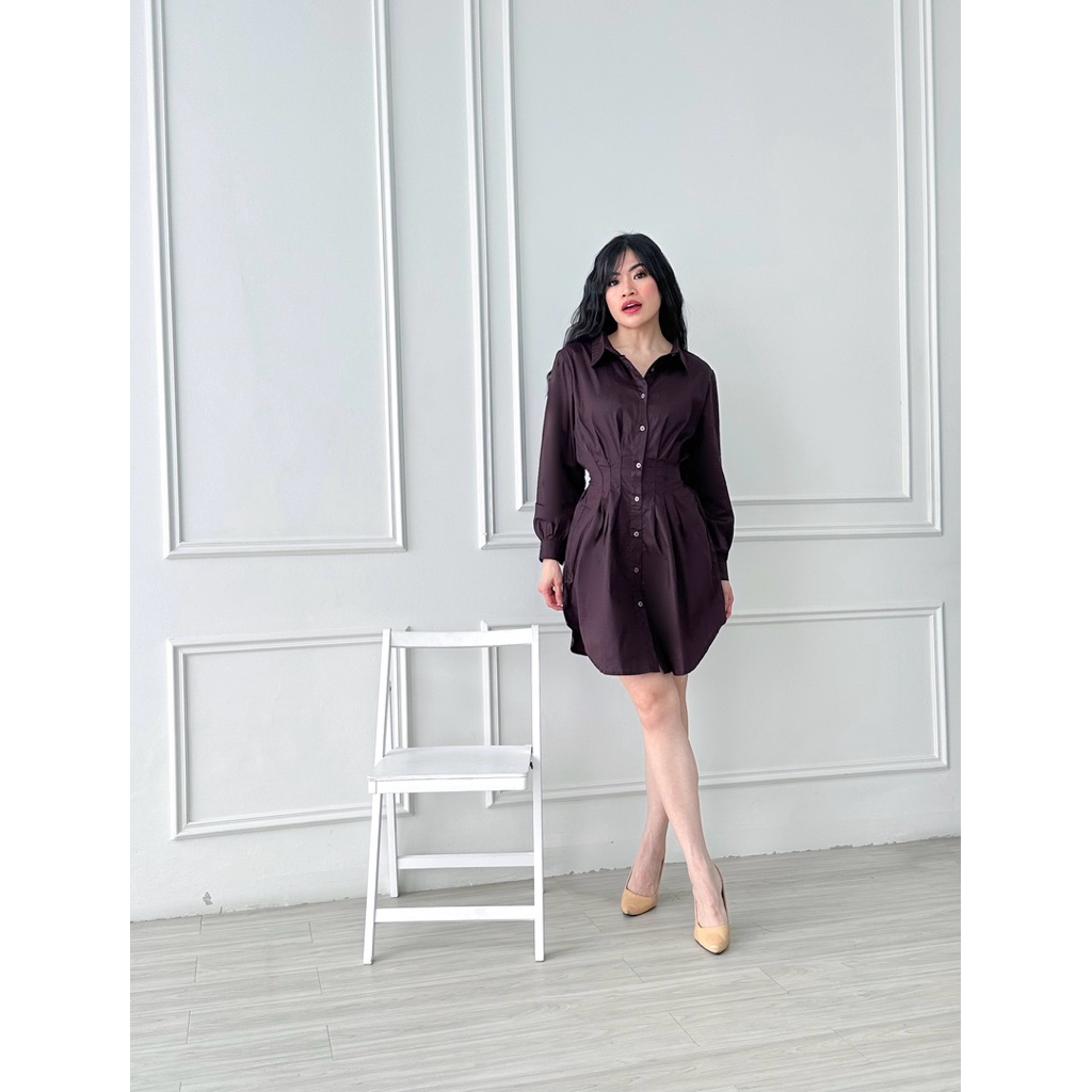 LIVORA BASIC | Mini Dress PREMIUM | Dress Kemeja | Shirt Dress | Casual Dress | Korean Style Miniali