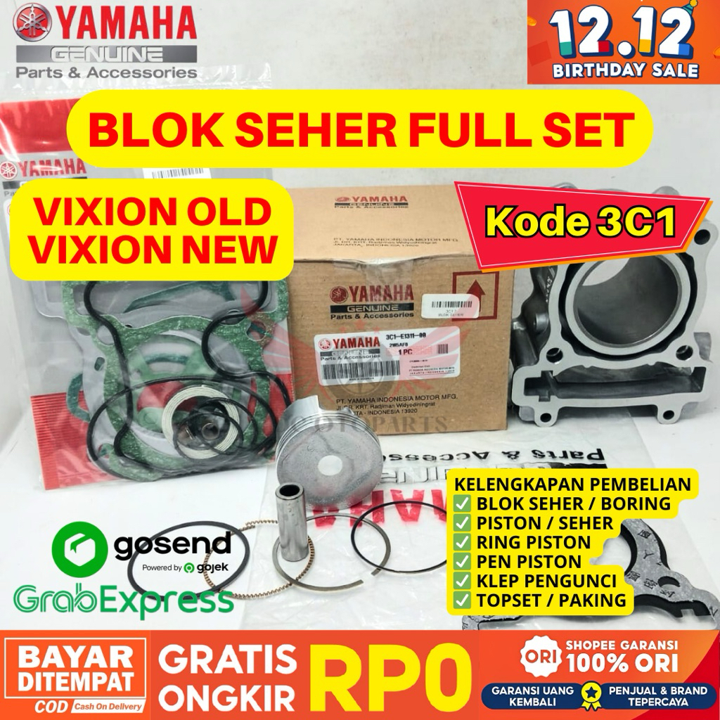 3C1 BLOK SEHER FULL SET VIXION ORIGINAL YAMAHA GENUINE PARTS, PAKET BLOK SEHER VIXION NEW, PAKET LEN