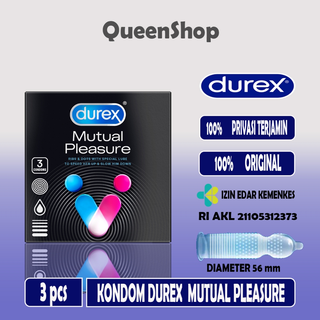 Durex Mutual Pleasure Kondom Gerigi Tahan Lama isi 3 pcs
