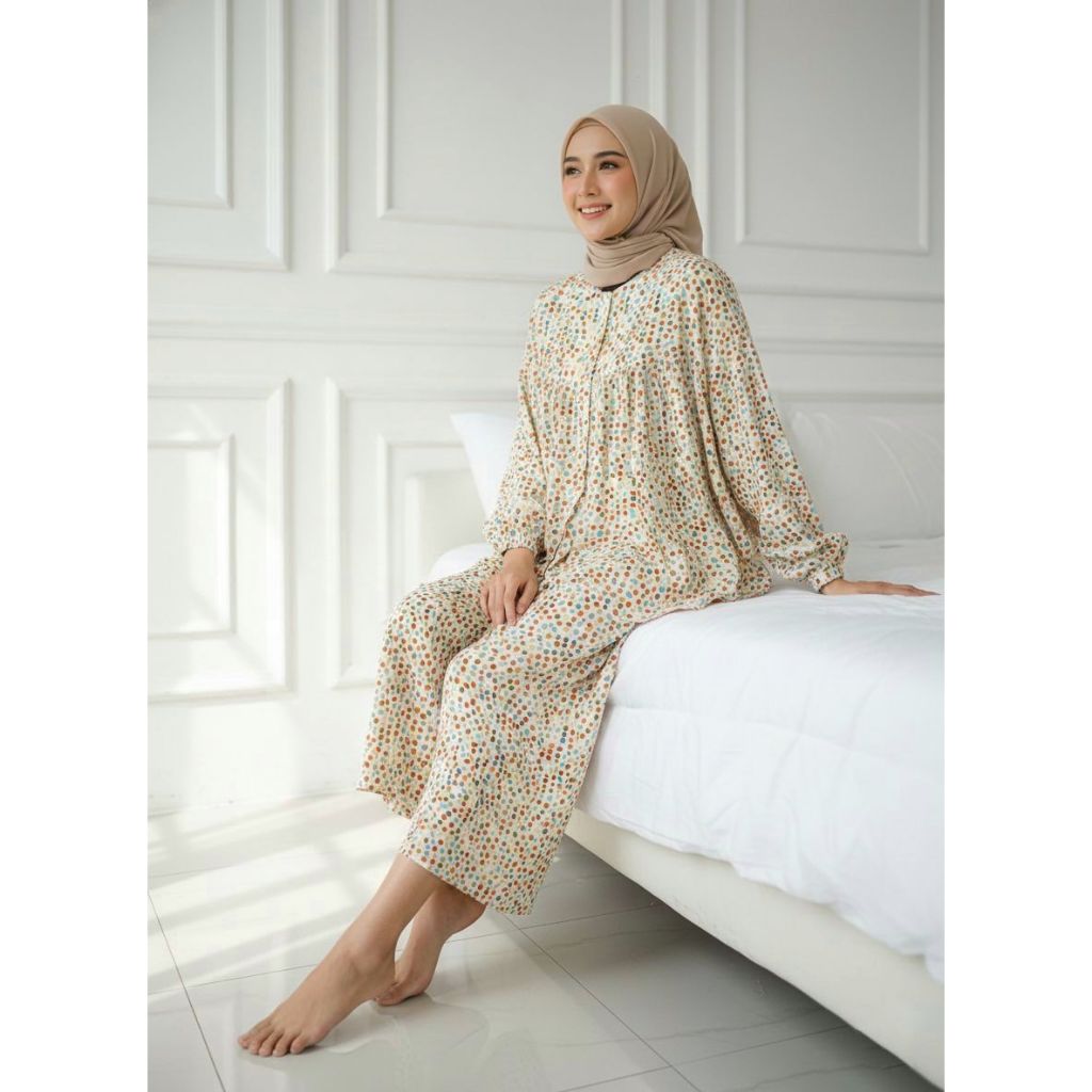 Senyum Pajama Noka Set Setelan Baju Tidur Wanita Piyama Dewasa Pakaian Tidur Piyama Set Piyama Wanit