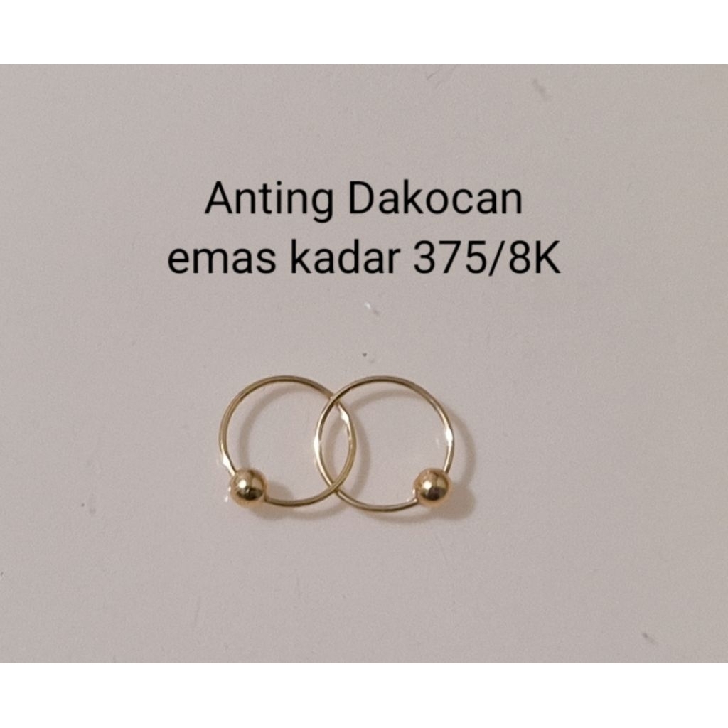 anting emas bayi dakocan kadar 375/8k (0.30gram harga sepasang)