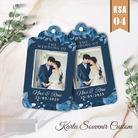 KARTU SOUVENIR PERNIKAHAN UNIK - NAME TAG SOUVENIR ELEGANT KSA FREE FOTO SERI 1