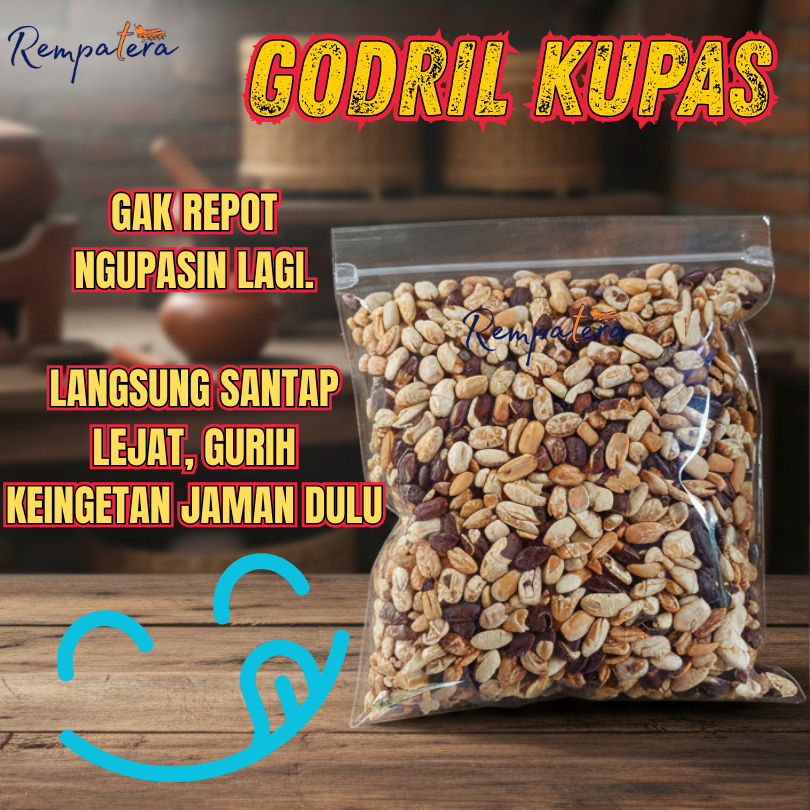 Rempatera - Godril Kupas Siap Santap, Godril Gepuk Cemilan Jaman Dulu - biji trembesi kupas