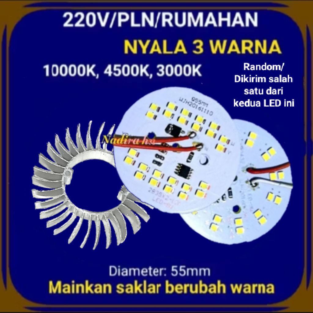 /Led 18W 3 WARNA 220Vac & Heatsink dob chip  9W x2 SMD Chip Premium 18 Watt 9 watt