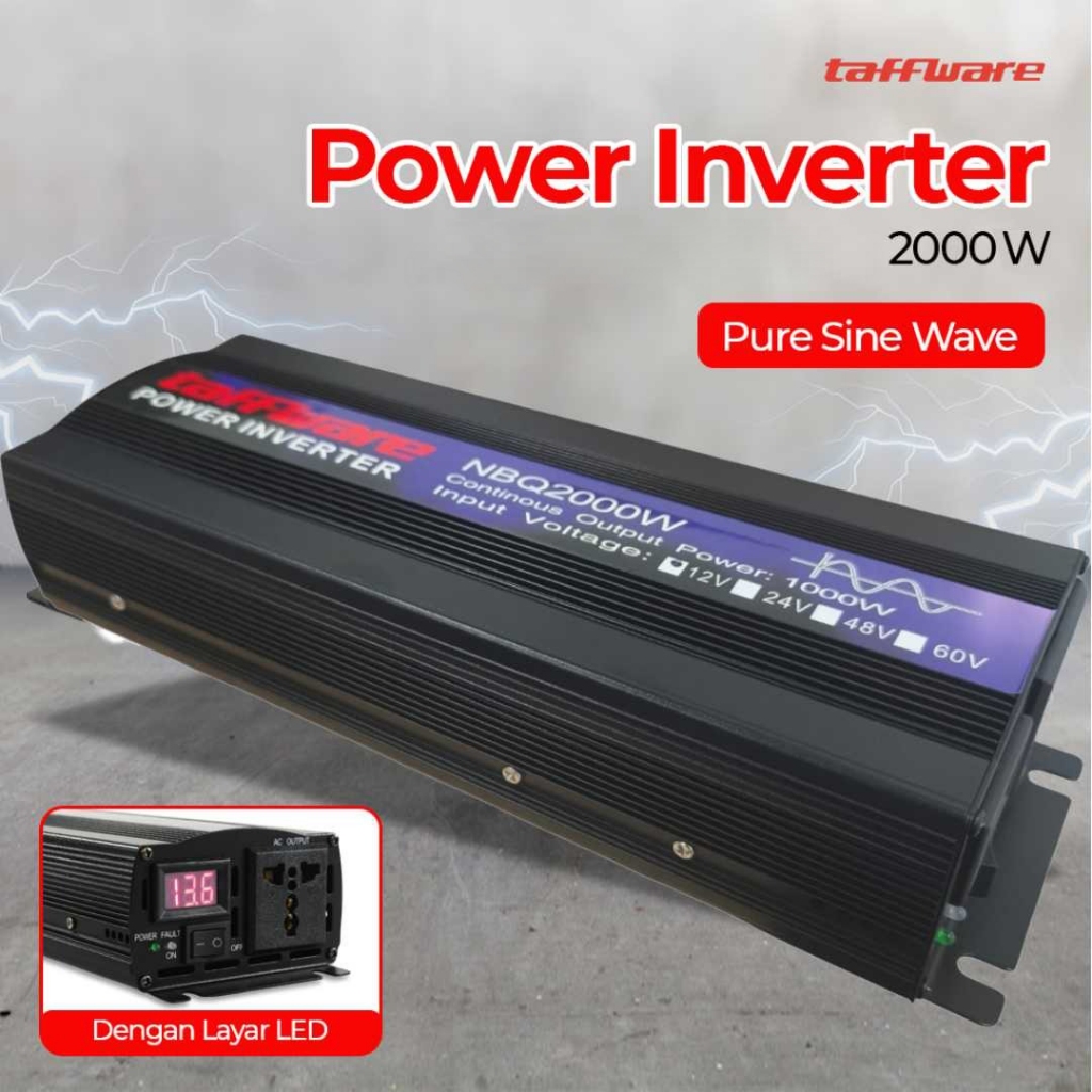 Sunyima Inverter PSW 2000 watt / Pure Sine Wave Car Power Inverter DC 12V to AC 220V 2000W
