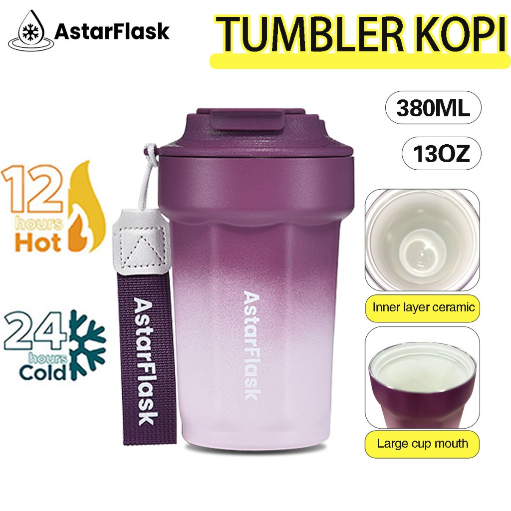 Astarflask 380ML/13oz Tumbler Stainless Dengan Lapisan Keramik Tumbler Tahan Panas Dingin 24 Jam Mug