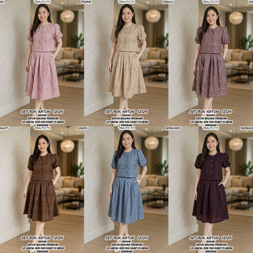Setelan 12124 Set Rok Katun Bolong Premium - KCB