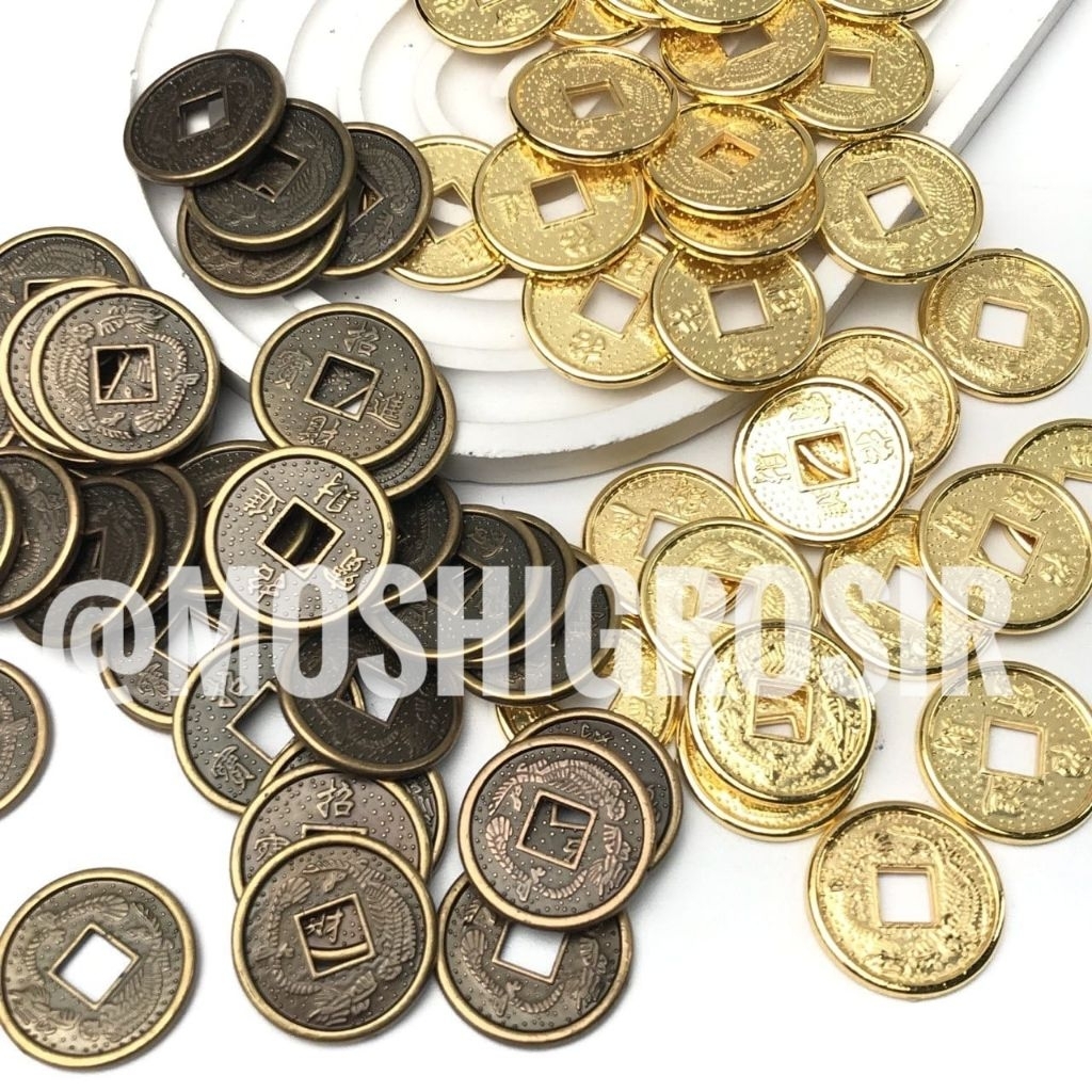 20PCS - KOIN CHINA PLASTIK 2.5CM/SET KOIN CINA KUNO/KOIN FENGSHUI/HIASAN KOIN IMLEK
