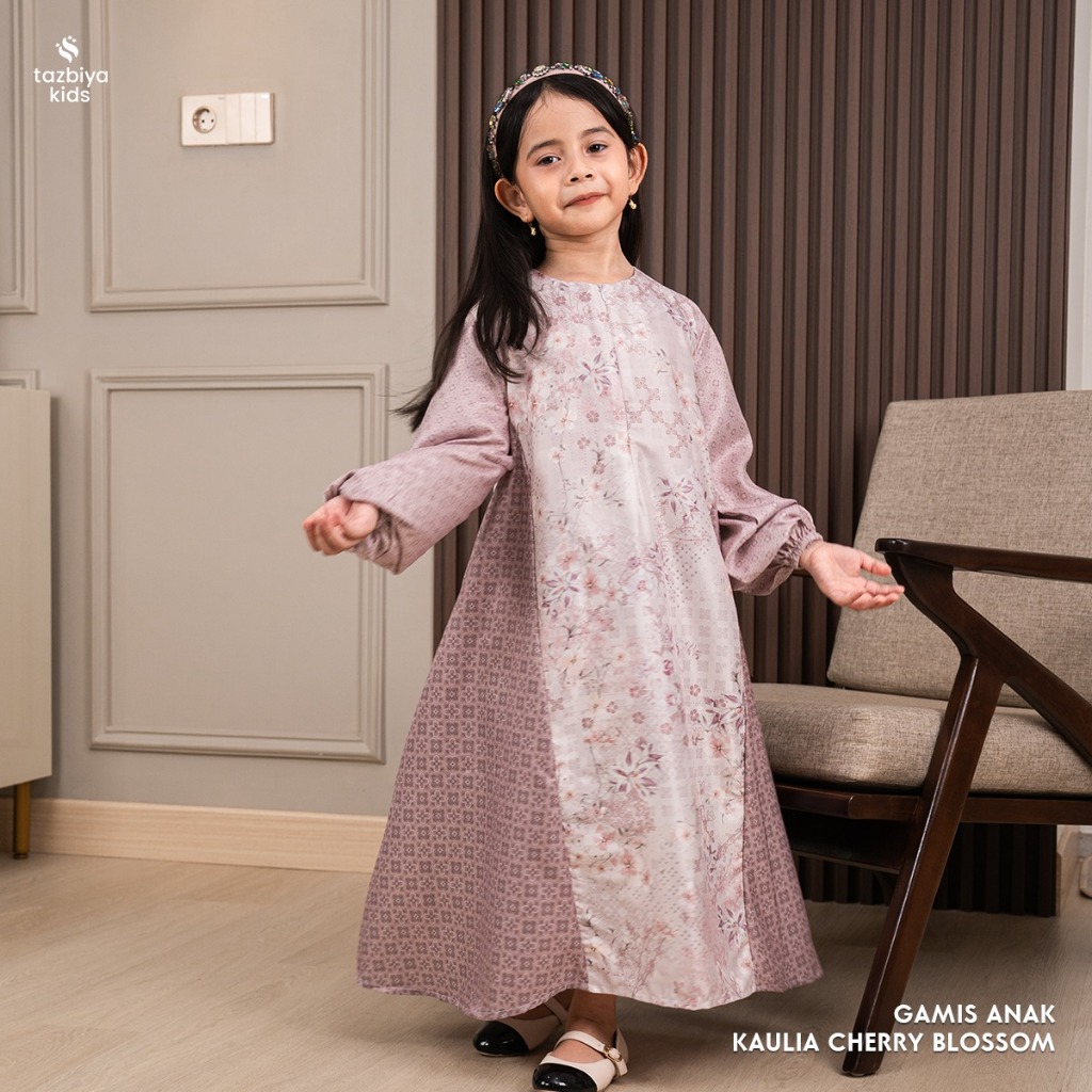 TAZBIYA Gamis Anak Motif | Dress Anak Motif | Dress Syari Anak Silk Premium | Gamis Anak Sarimbit