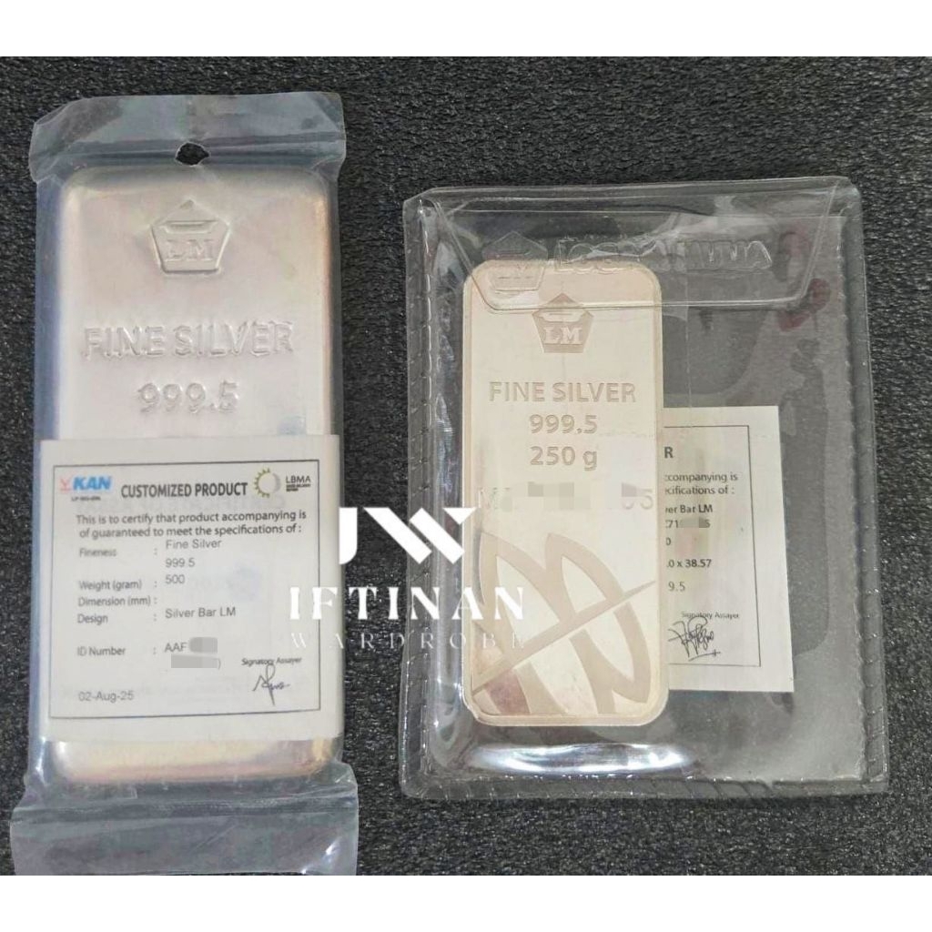 Limited Perak Antam 250 gr, Fine Silver Bar 999,5 Certified
