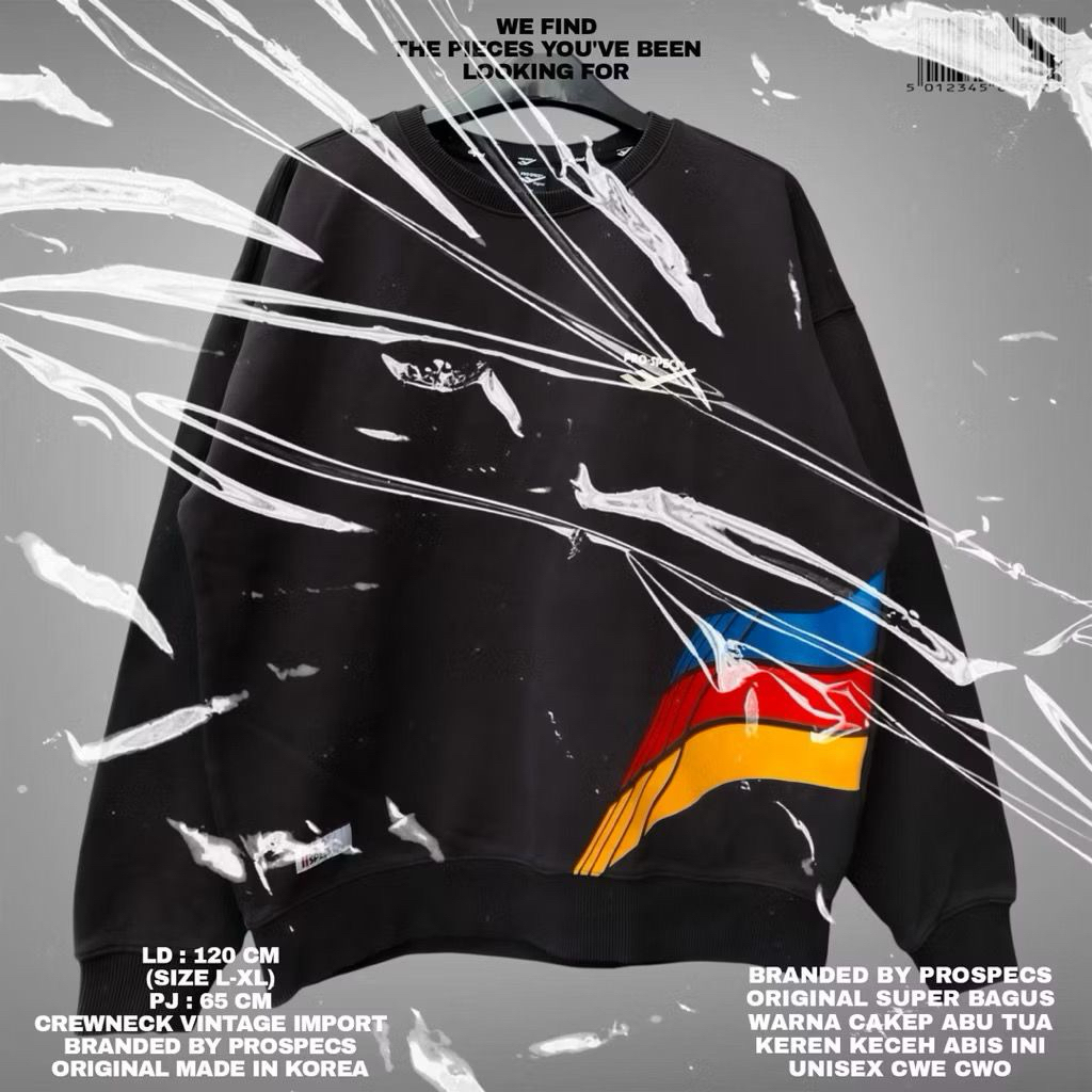 PRO-SPECS SWEATER CREWNECK OVERSIZE UNISEX KOREAN LOOK/DARK GREY SWEATER BAHAN BABYTERRY PREMIUM EXT