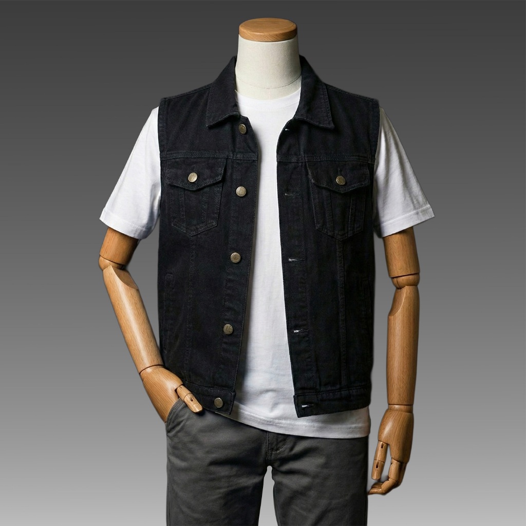 JB - Vest Denim Black - Rompi Jeans Pria
