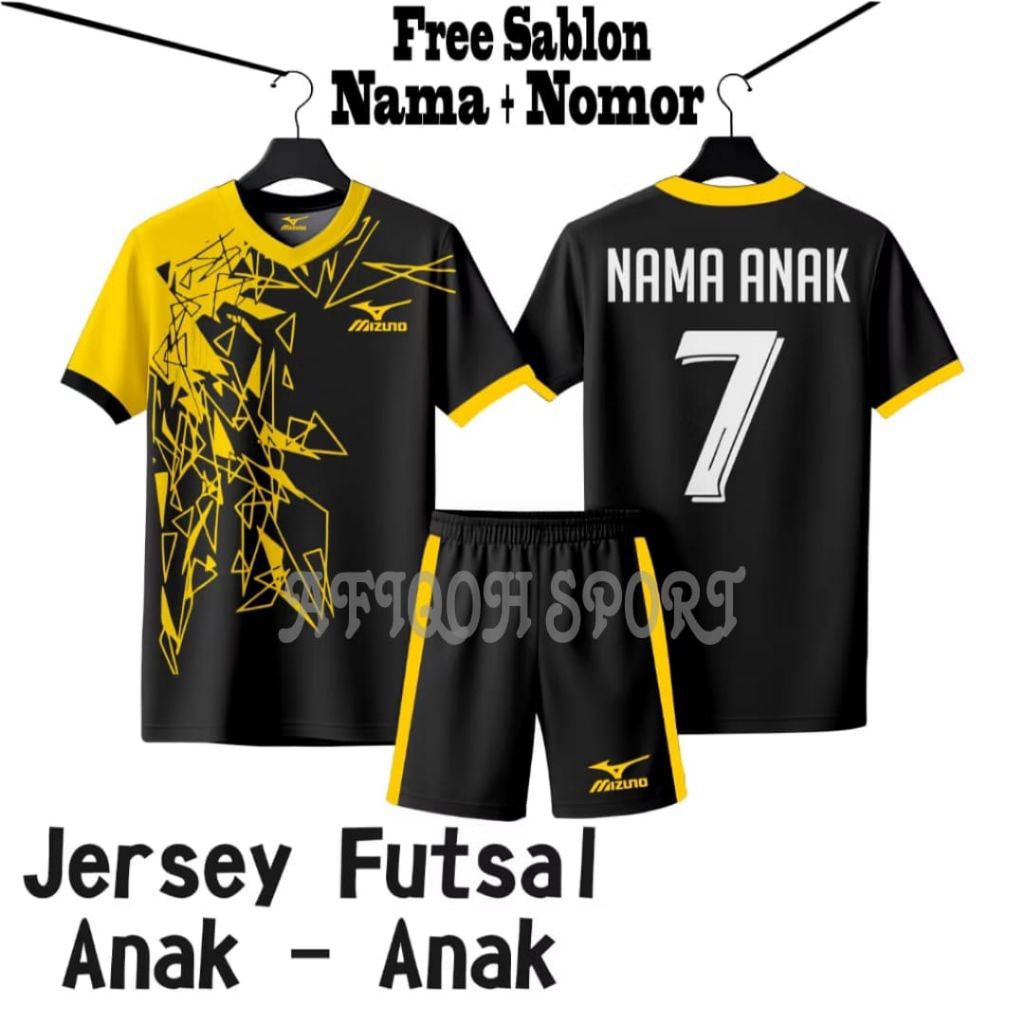 FREE SABLON NAMA NOMOR SETELAN JERSEY ANAK BAJU OLAHRAGA SEPAK BOLA FUTSAL VOLY BADMINTON
