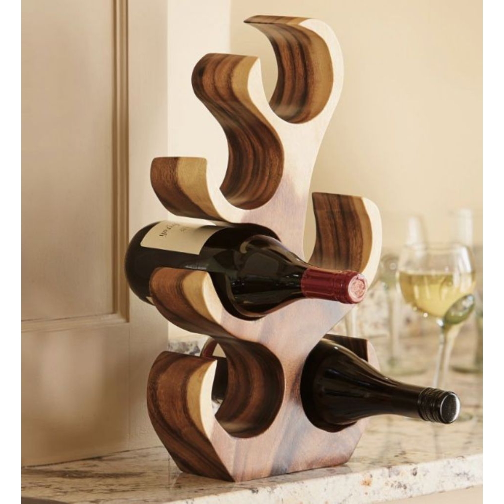 rak botol kayu trembesi rak botol kekinian