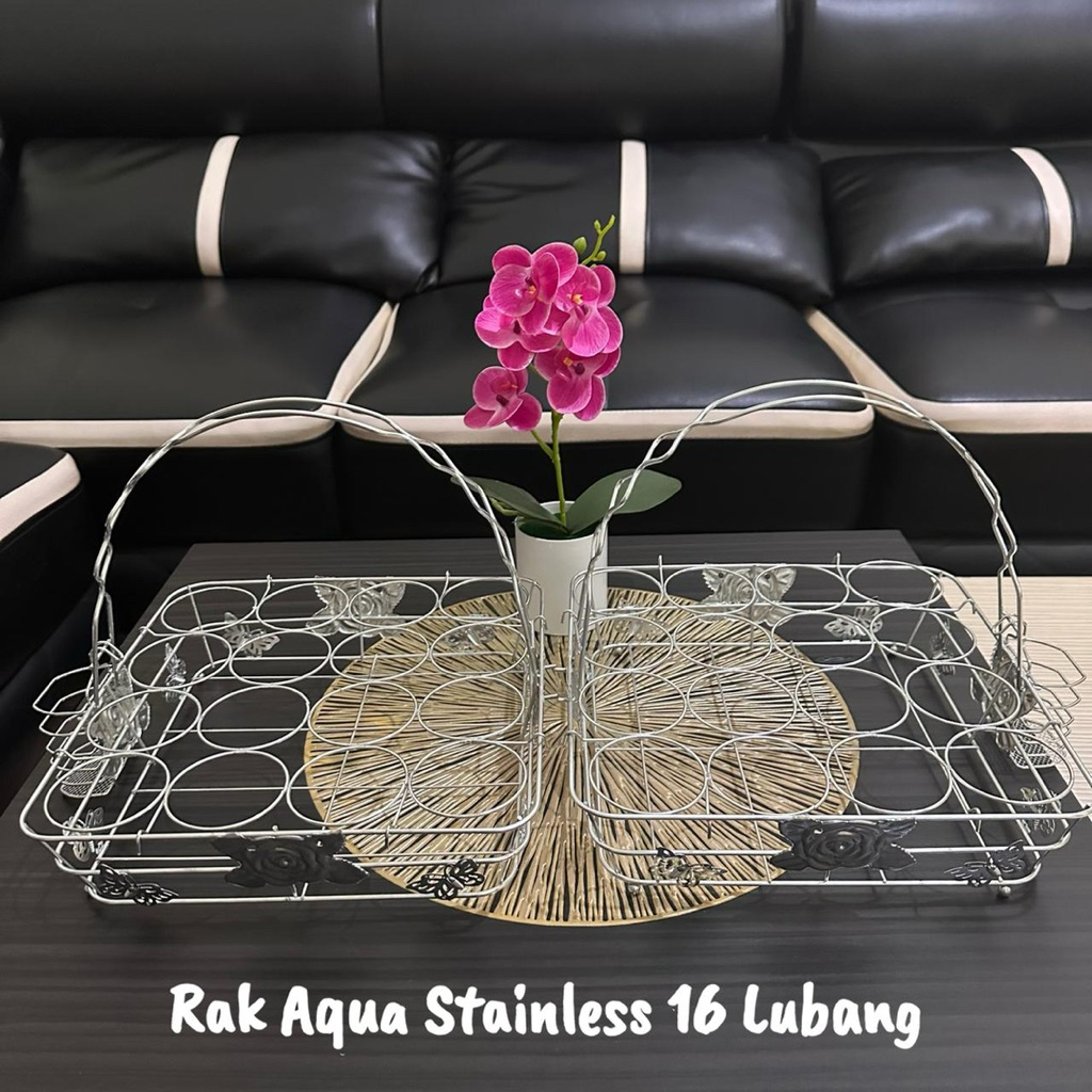 Rak Aqua Gelas Isi 16 Lubang - Tatakan Aqua Gelas Dengan 16 Lubang - Keranjang Gelas Air Mineral bah