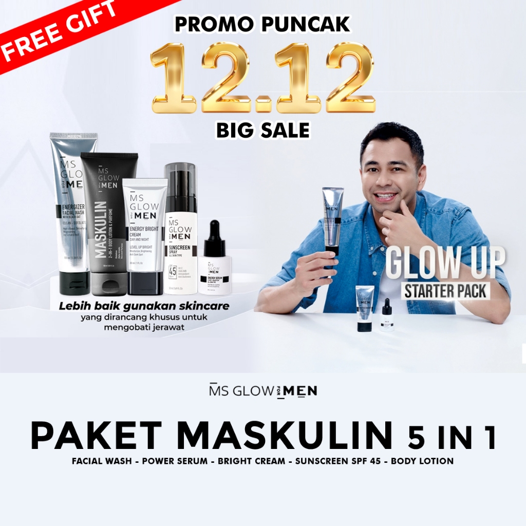 MS Glow Men isi 5 I Paket Maskulin ms glow men I skincare pria 1 set lengkap I ms glow men maskulin
