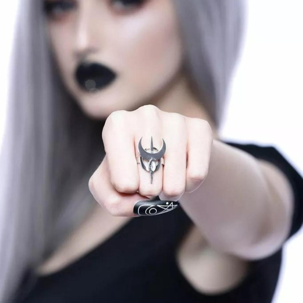 Killstar ring cincin Kill Star brand UK model Kyra Magic Crescent Moon Crystal dollskill gothic punk