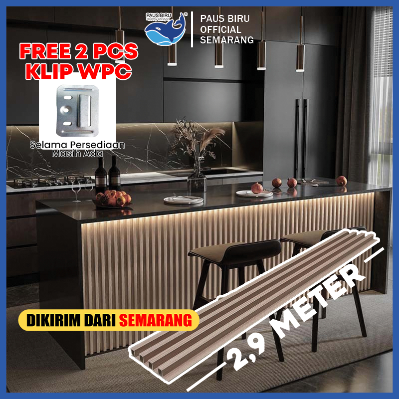 Paus Biru - WALL WPC WOOD PANEL WALLPANEL WPC PVC KAYU DINDING UKURAN 2,9 METER DEKORASI DINDING