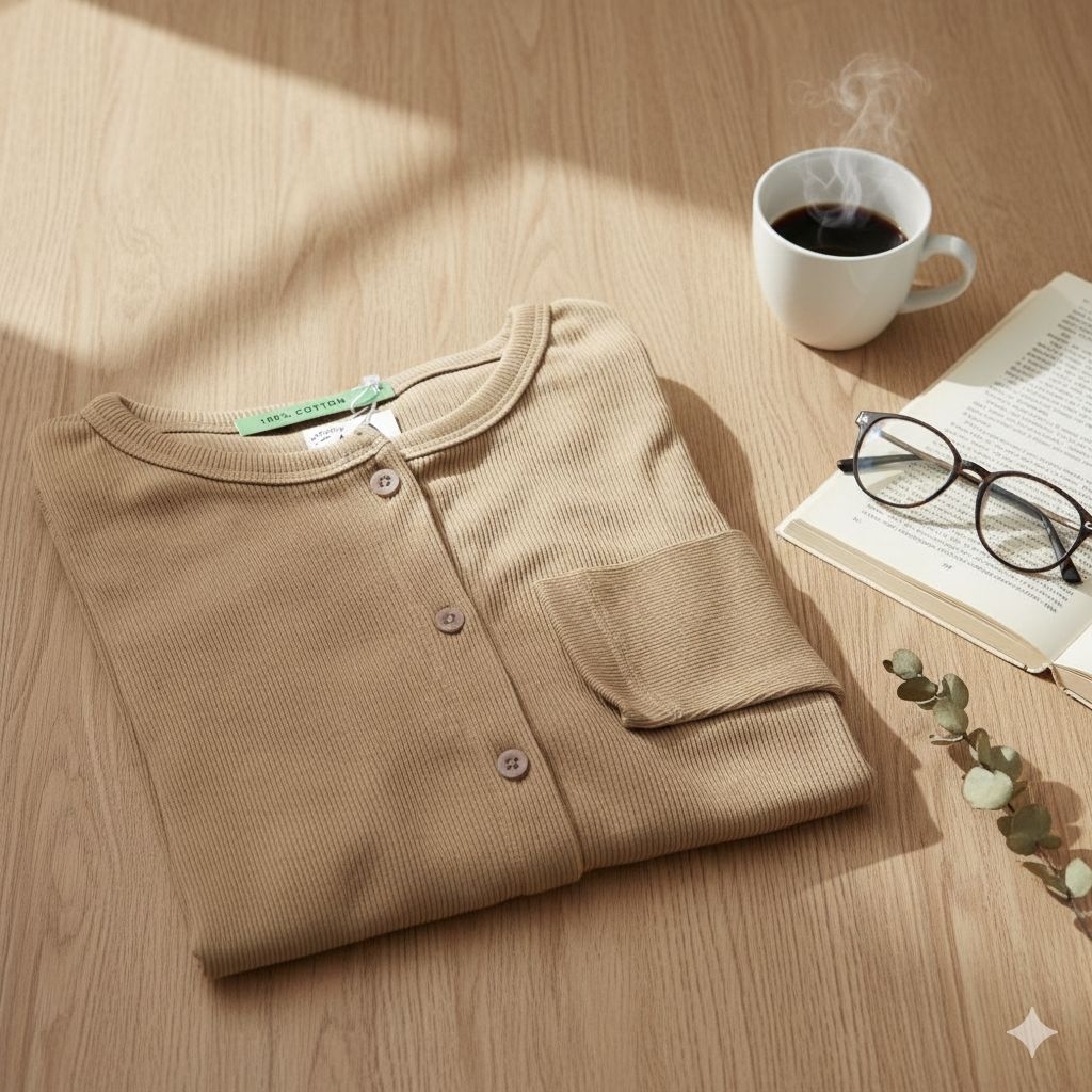 Kaos Rip Knit kancing/lengan panjang wanita/cardigan