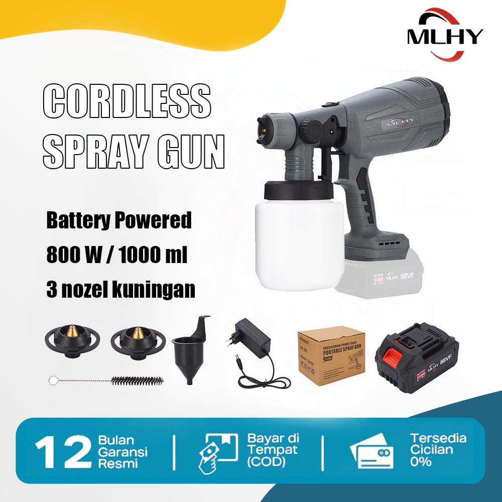 MLHY 1000ml Electric Spray Gun 3 nozzle Baterai 800w Spray Gan Kompresor Listrik Alat Semprot Cat