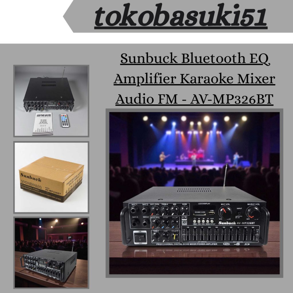 PRODUK ORIGINAL  Sunbuck Bluetooth EQ Amplifier Karaoke Mixer Audio FM / Amplifier Karaoke Mixer Aud