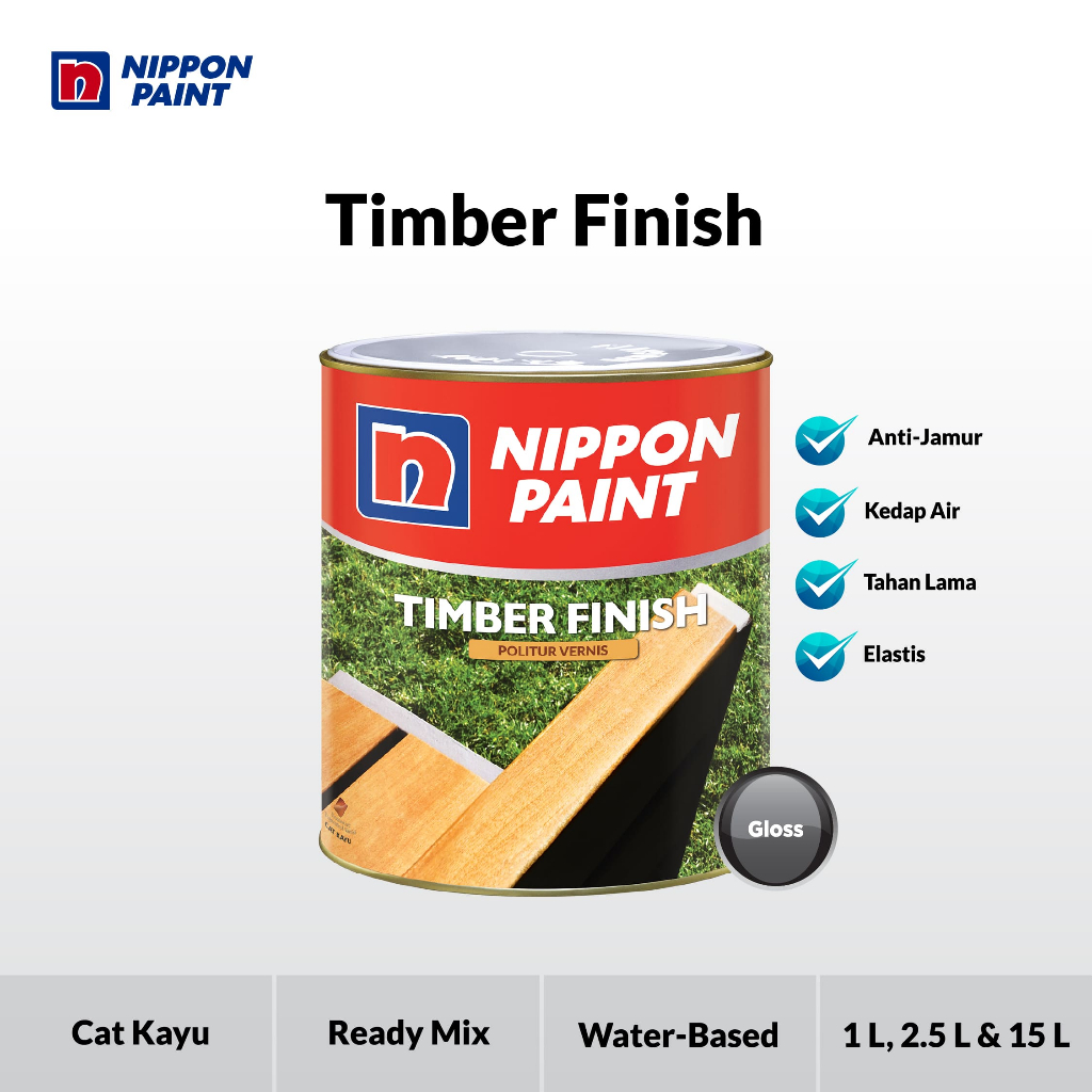 Nippon Paint - Timber Finish -1L- Cat Varnish Kayu Transparan Semi Gloss