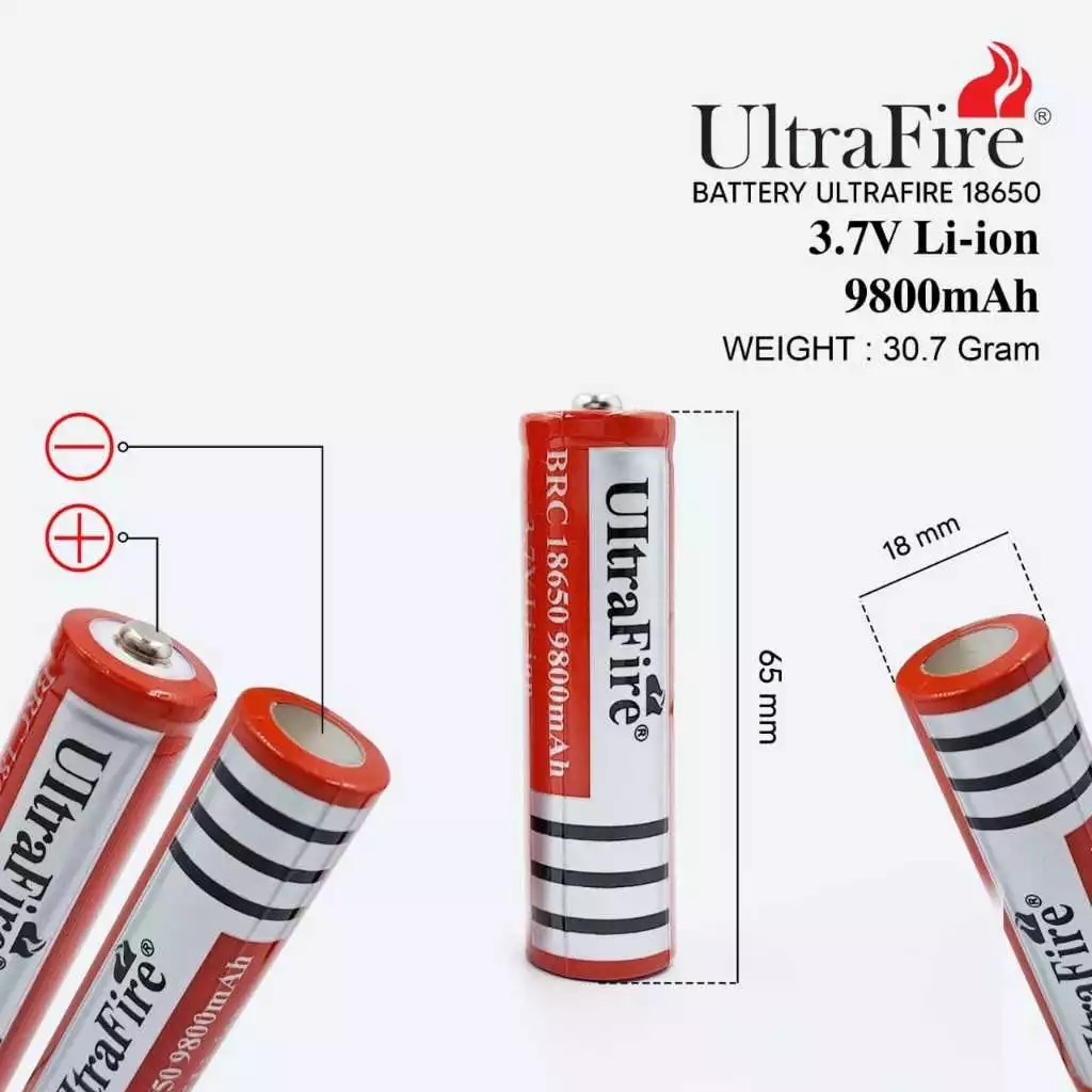Batere/ Baterai Ultrafire 18650 3.7v 9800 mAh rechargeable Li-ion original 100%