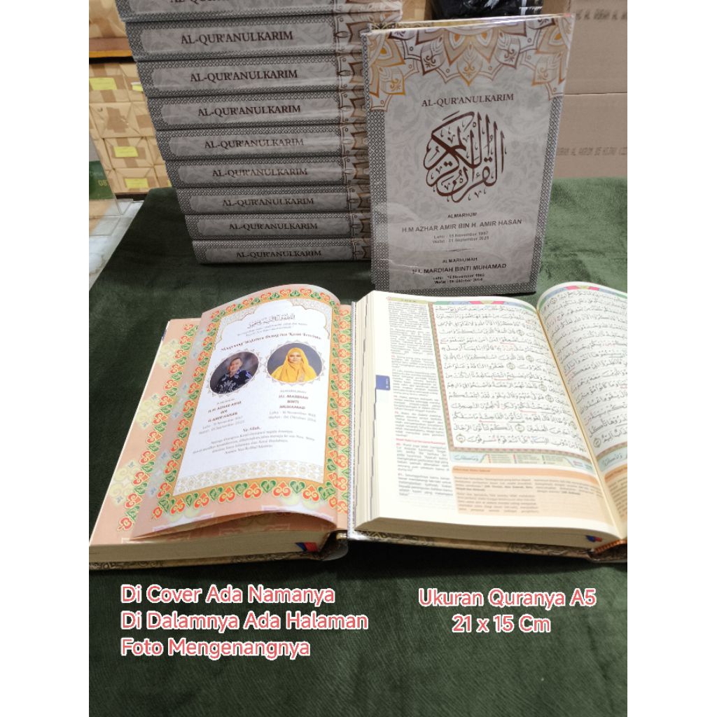 AL QURAN TERJEMAH MUSHAF HVS CUSTOM LAPIS COVER SISIP FOTO  ALMARHUM