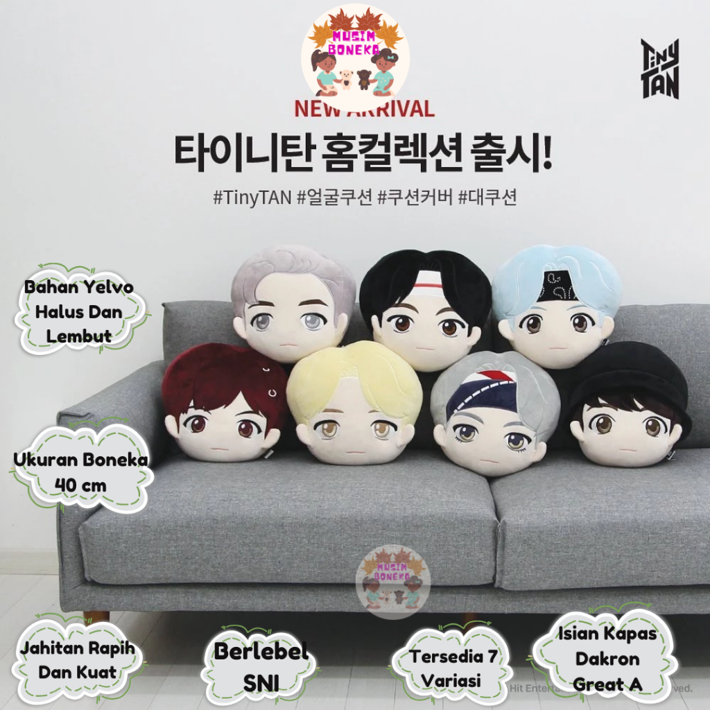 UNOFFICIAL TINYTAN CUSHION BLANKET BONEKA BANTAL BTS BT21 TINY TAN DOLL