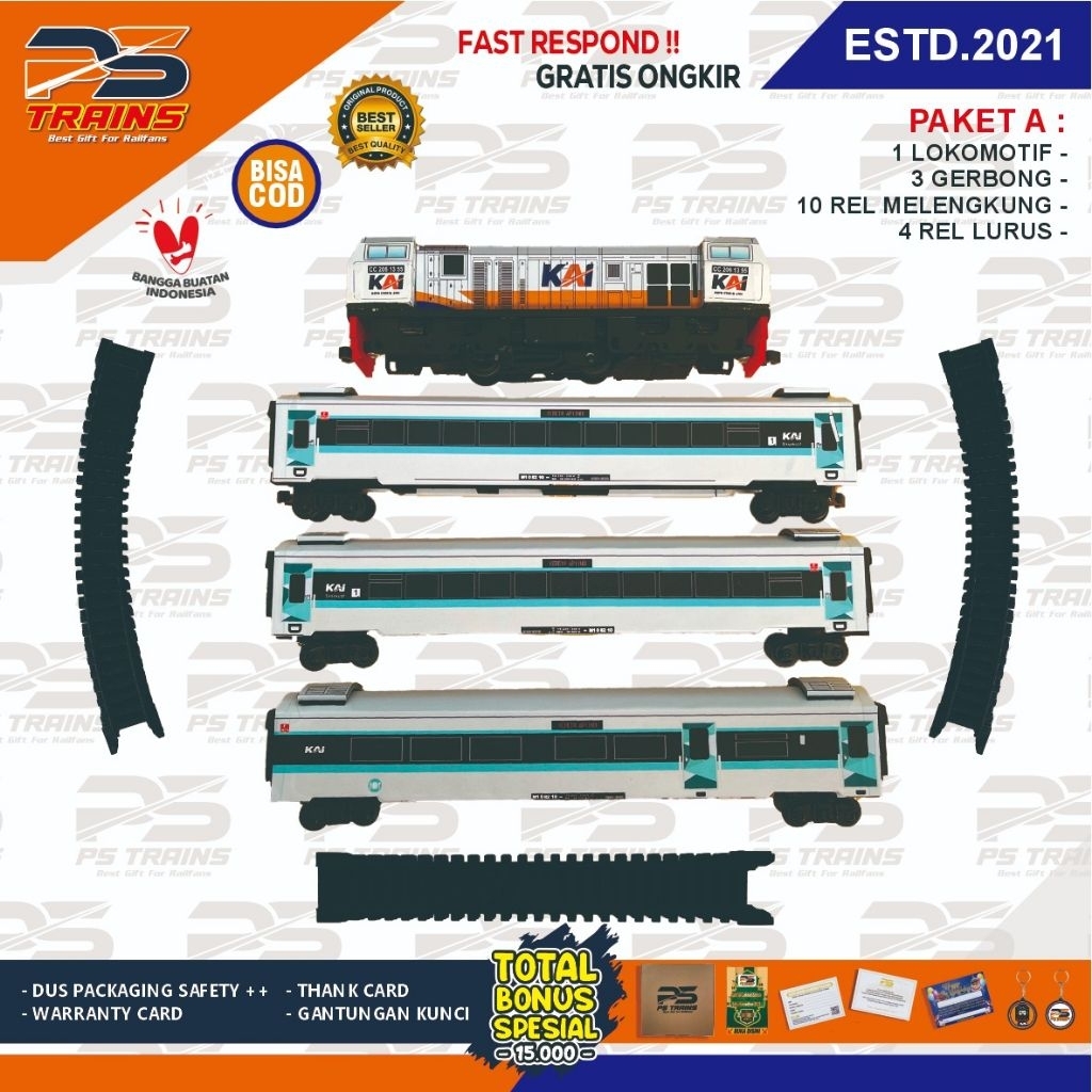 MAINAN MINIATUR KERETA API INDONESIA CC206 KERETA MADIUN JAYA