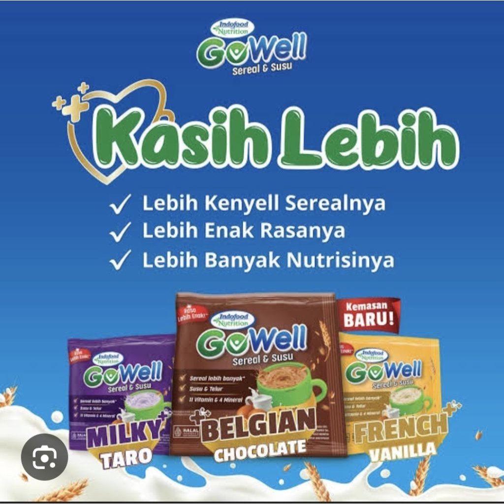 Gowell sereal cokelat / taro polybag