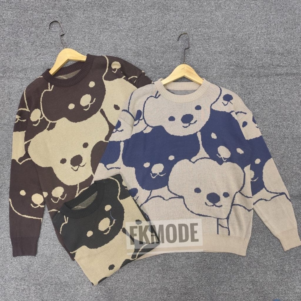 Sweater Bear Rajut, atasan rajut