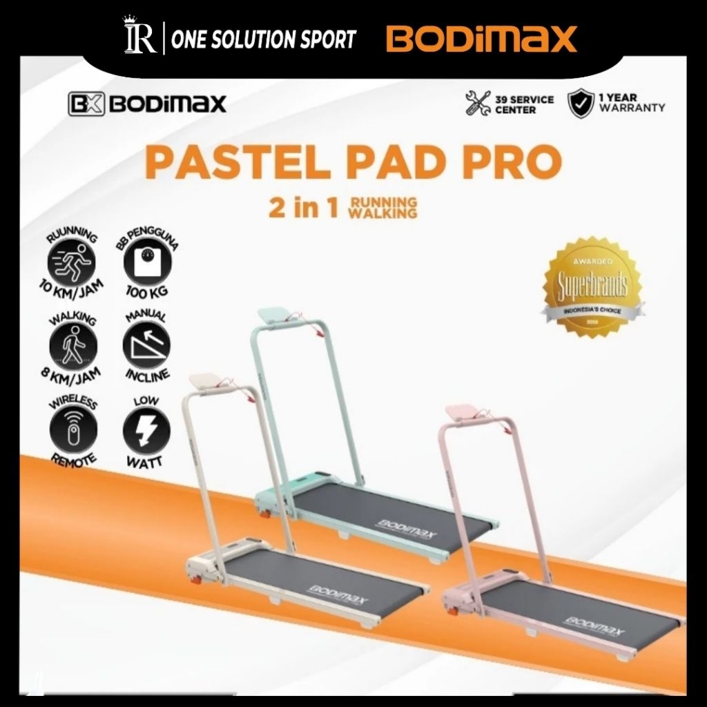 BODIMAX RUNNING PAD PASTEL PRO / Treadmil / Walking Pad / Running Pad / Alat Olahraga / Fitnes Gym