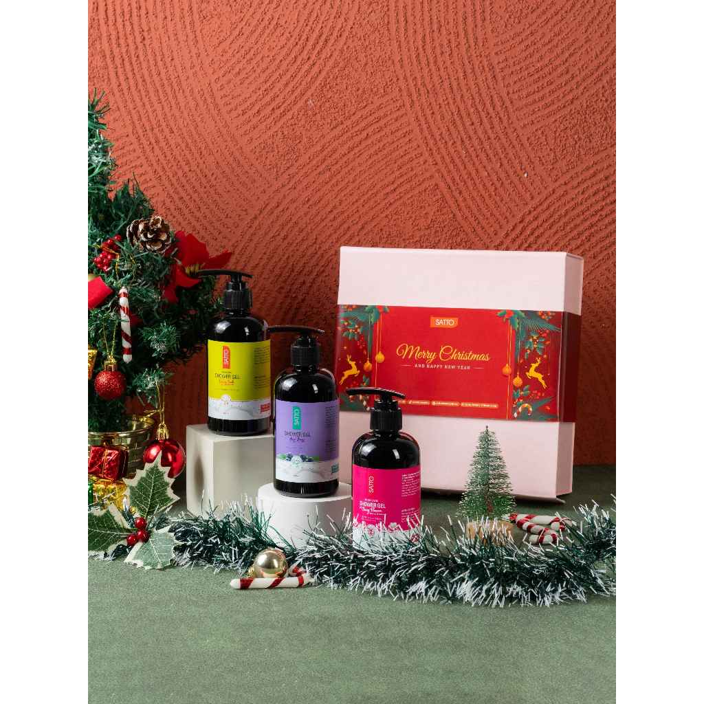 Satto Paket Body Care Shower Gel Gift Set - Body Care Set Hampers Set of 3