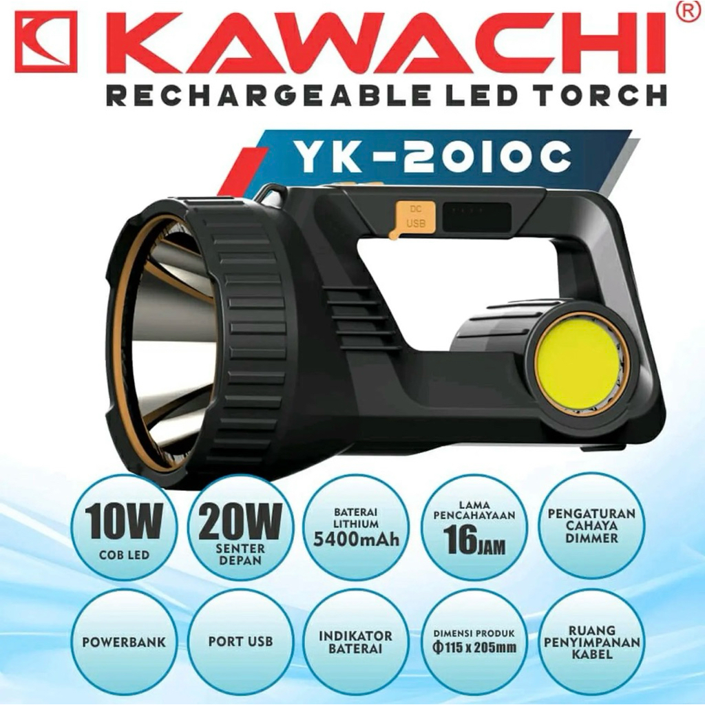 Senter Tenteng Kawachi 20WATT (Rechargeable Led Torch) YK-2010C KAWACHI