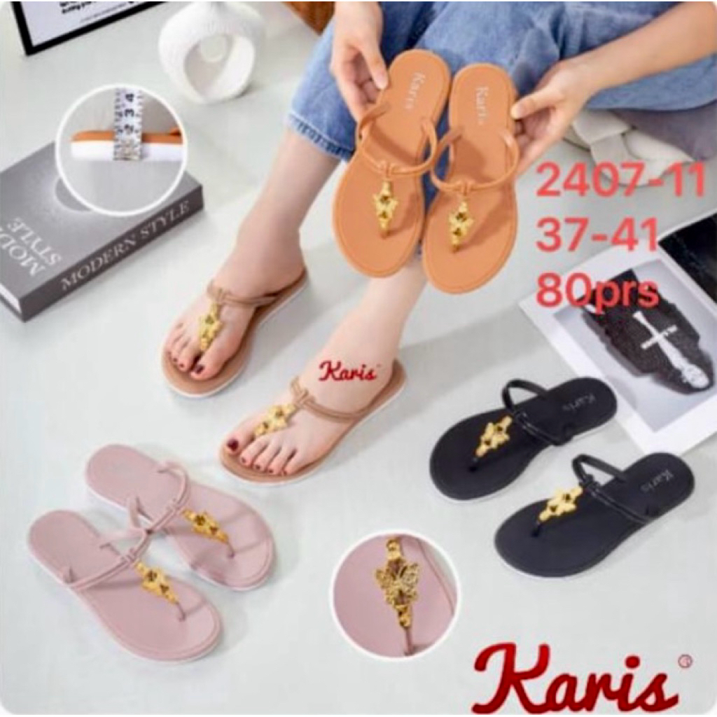 SANDAL JEPIT WANITA JELLY KUPU EMAS KARIS ANTI AIR ANTI SLIP