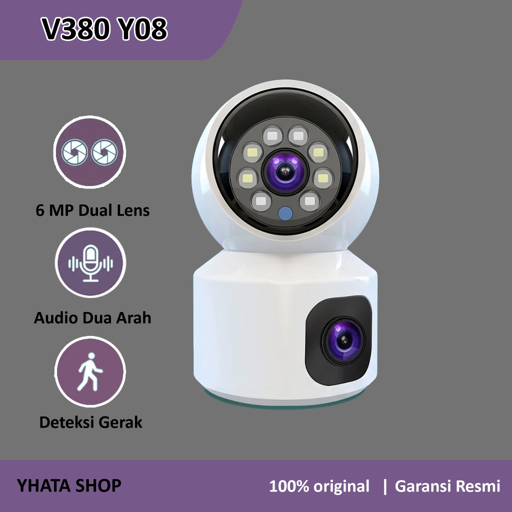 Kamera CCTV V380 Pro Y08 360° Indoor WiFi Camera Dual Lens