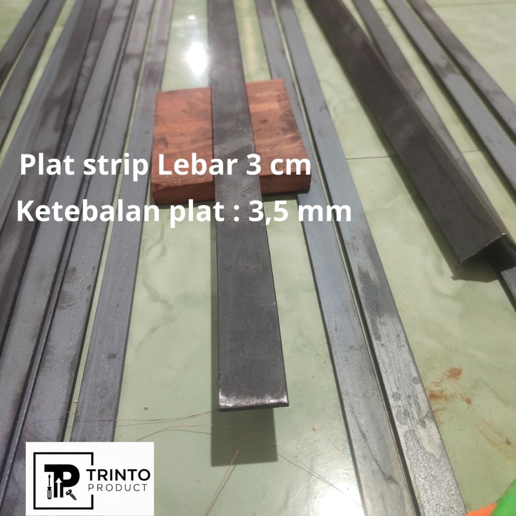 Besi Plat strip lebar 3cm tebal 3,5mm panjang mulai 10cm-40cm